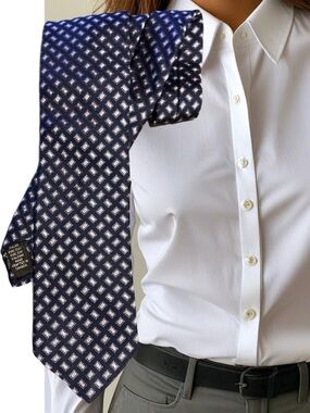 Retro DION Navy Patterned & ALTEA Milano  Silk Ties - Blue